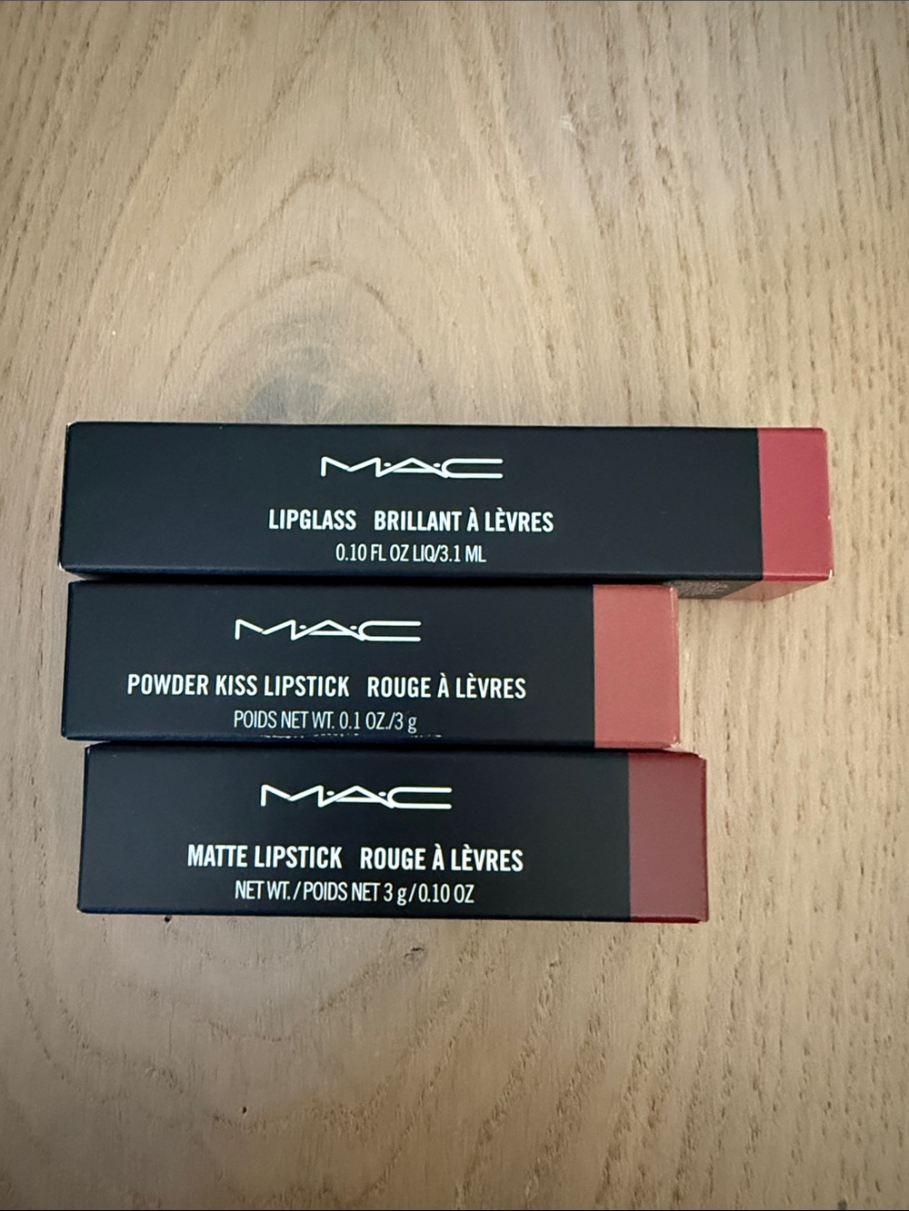 MAC Cosmetics Lip Trio in Deep Brick Red and Black Packaging